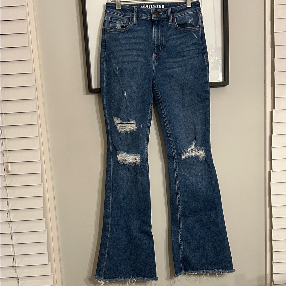 Idyllwind Dark Blue Distressed Flare Jeans